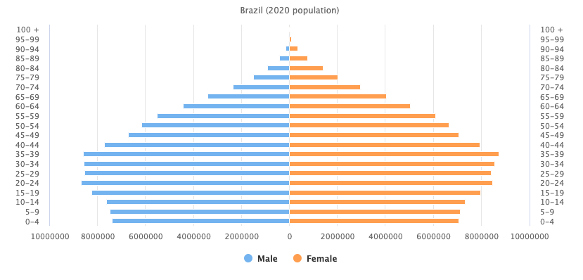 Brazil 2020 population pyramid 