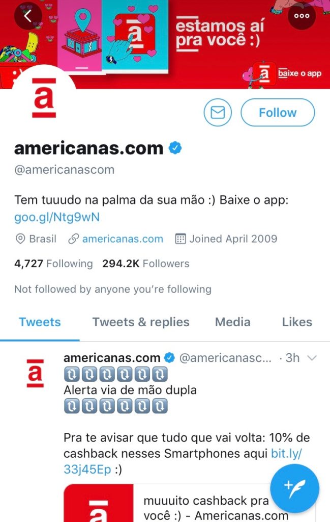 americanas.com on Twitter