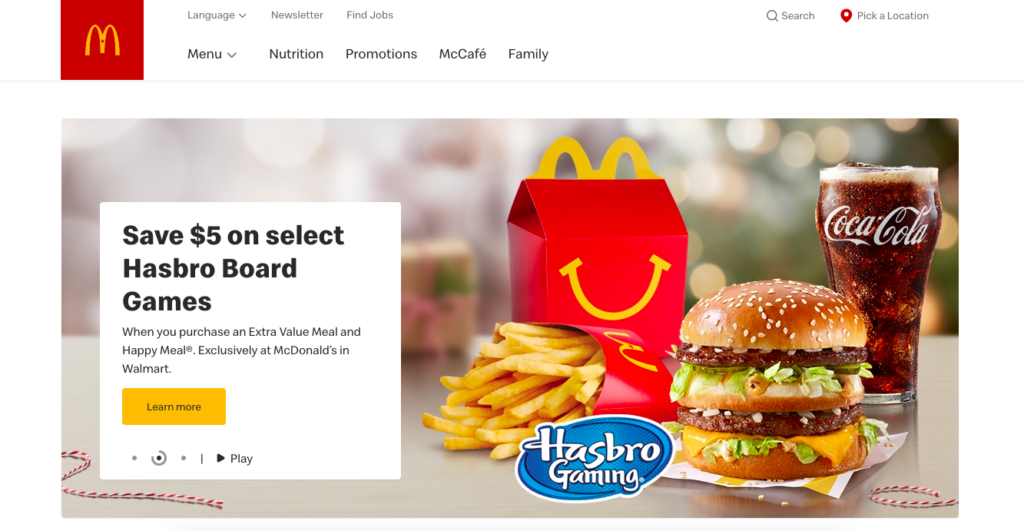 McDonalds website localization example-Canada 