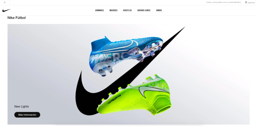 Nike website localization example-Argentina 