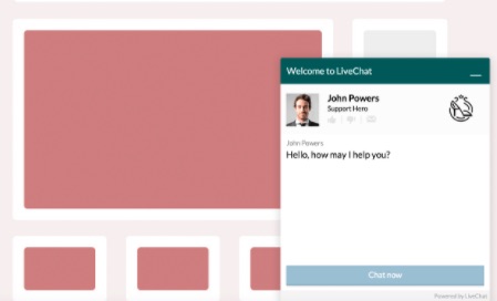 Shows an example of a chatbox on a website. An important feature to help engage with audience and build online presence